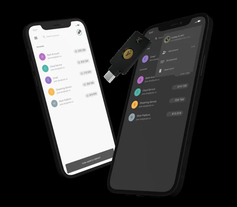 Yubico Authenticatorアプリの画面
