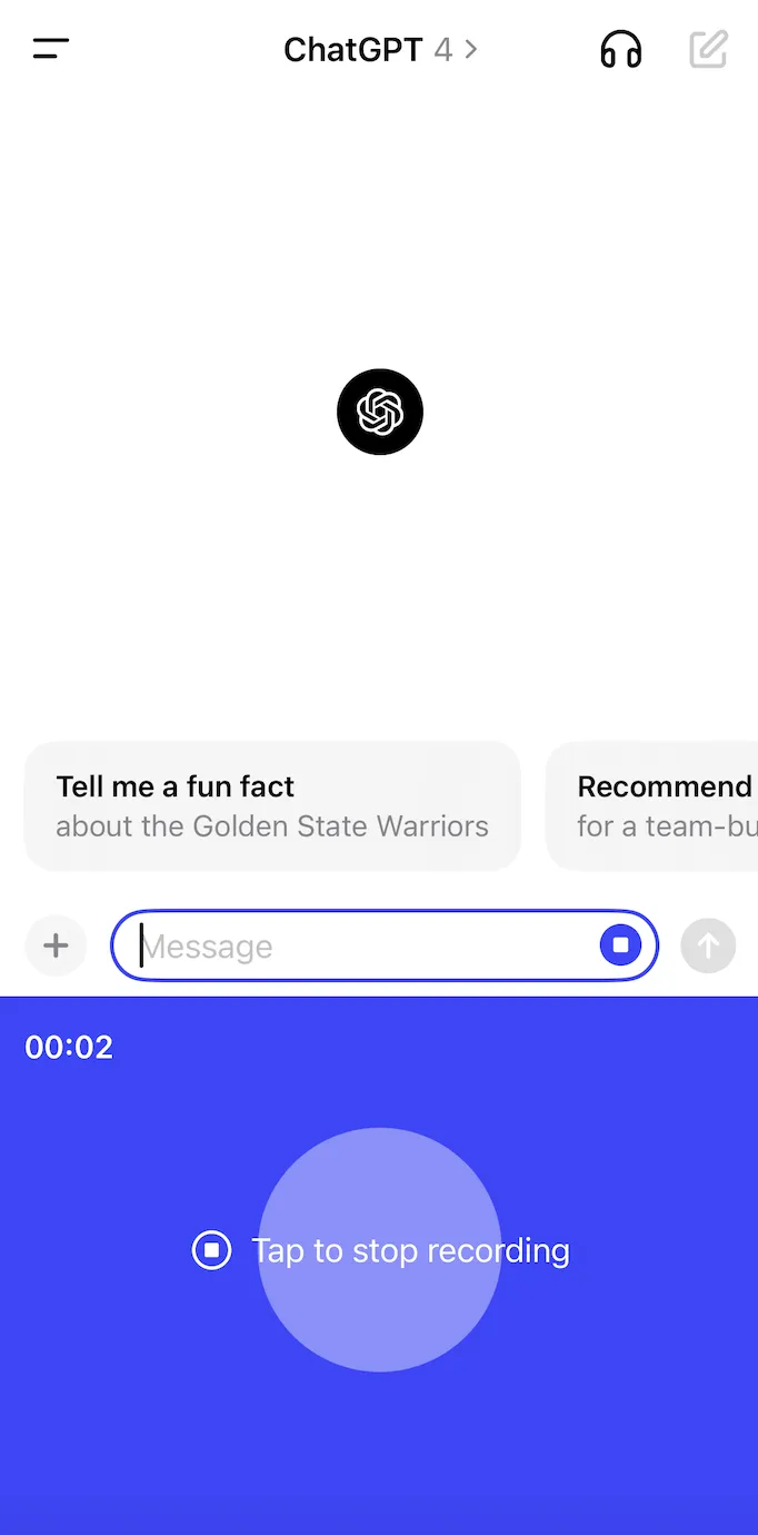ChatGPTの音声入力画面