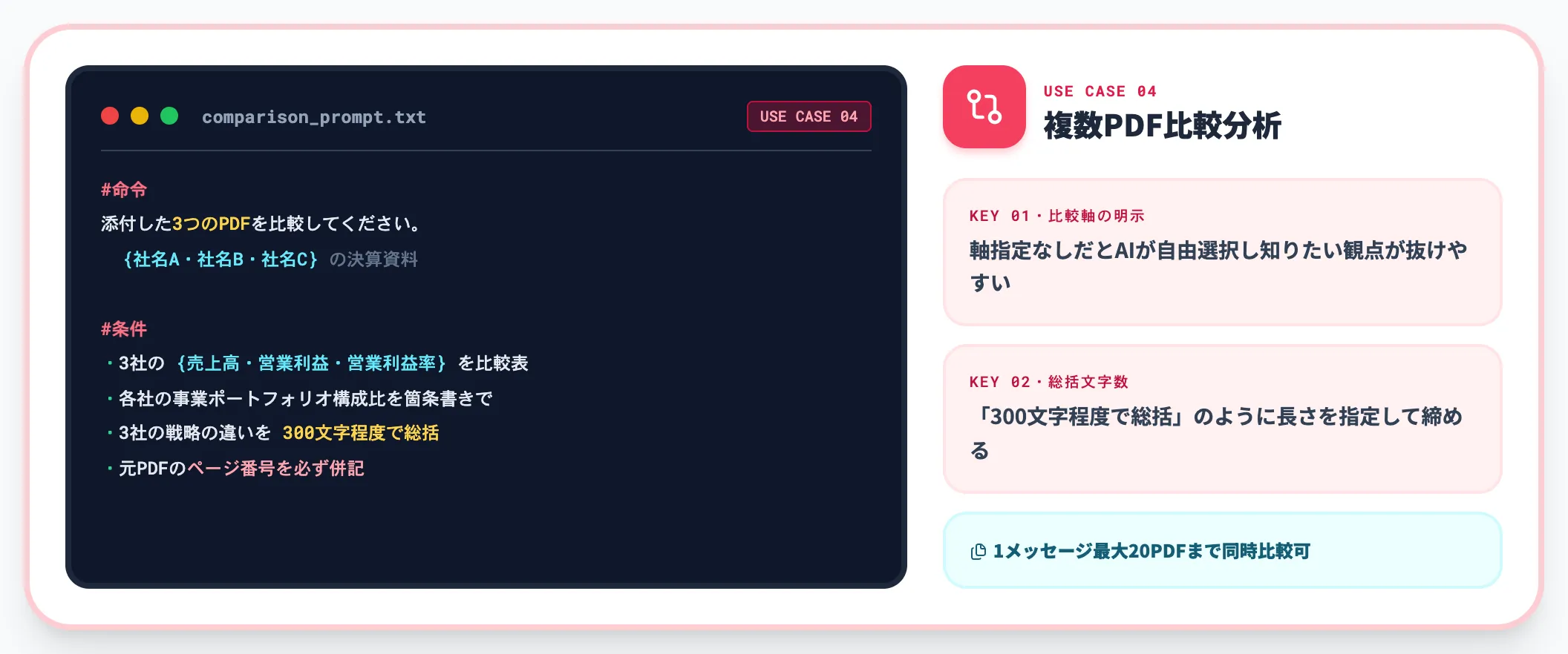 複数PDFの比較分析