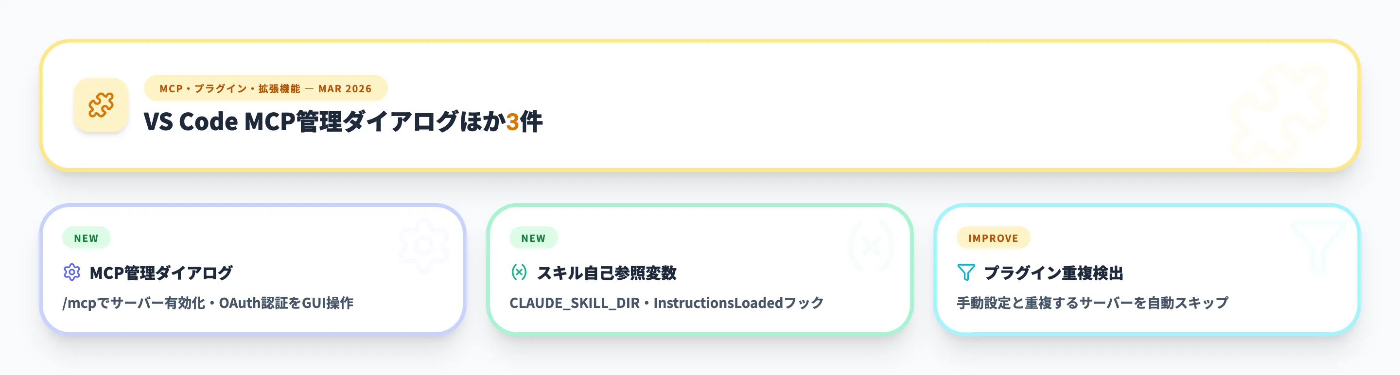 MCP・プラグイン・拡張機能 2026年3月
