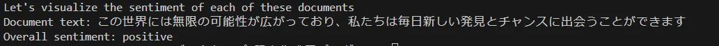 肯定的な文章の実行結果