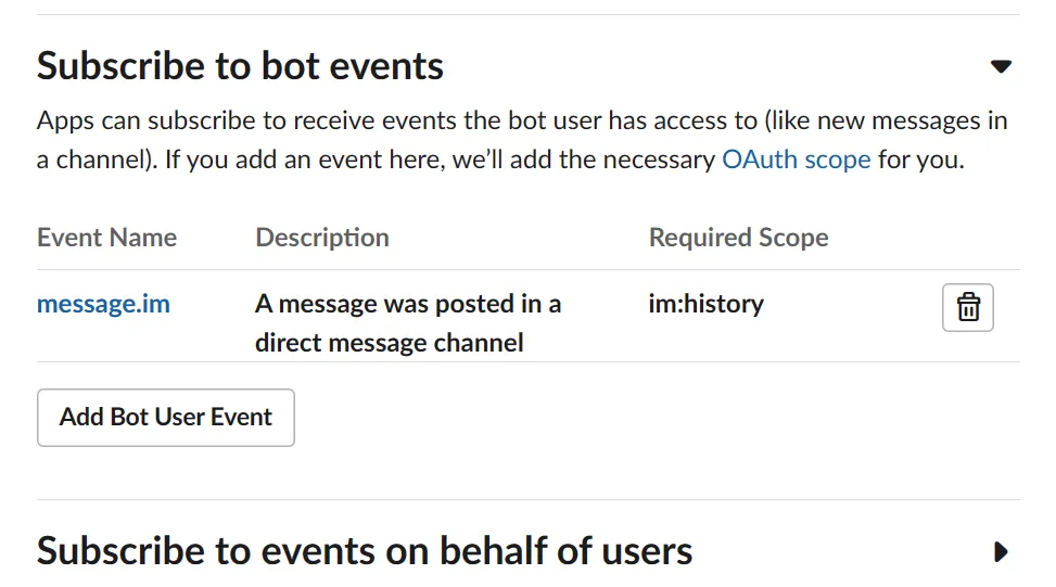Subscribe to bot events