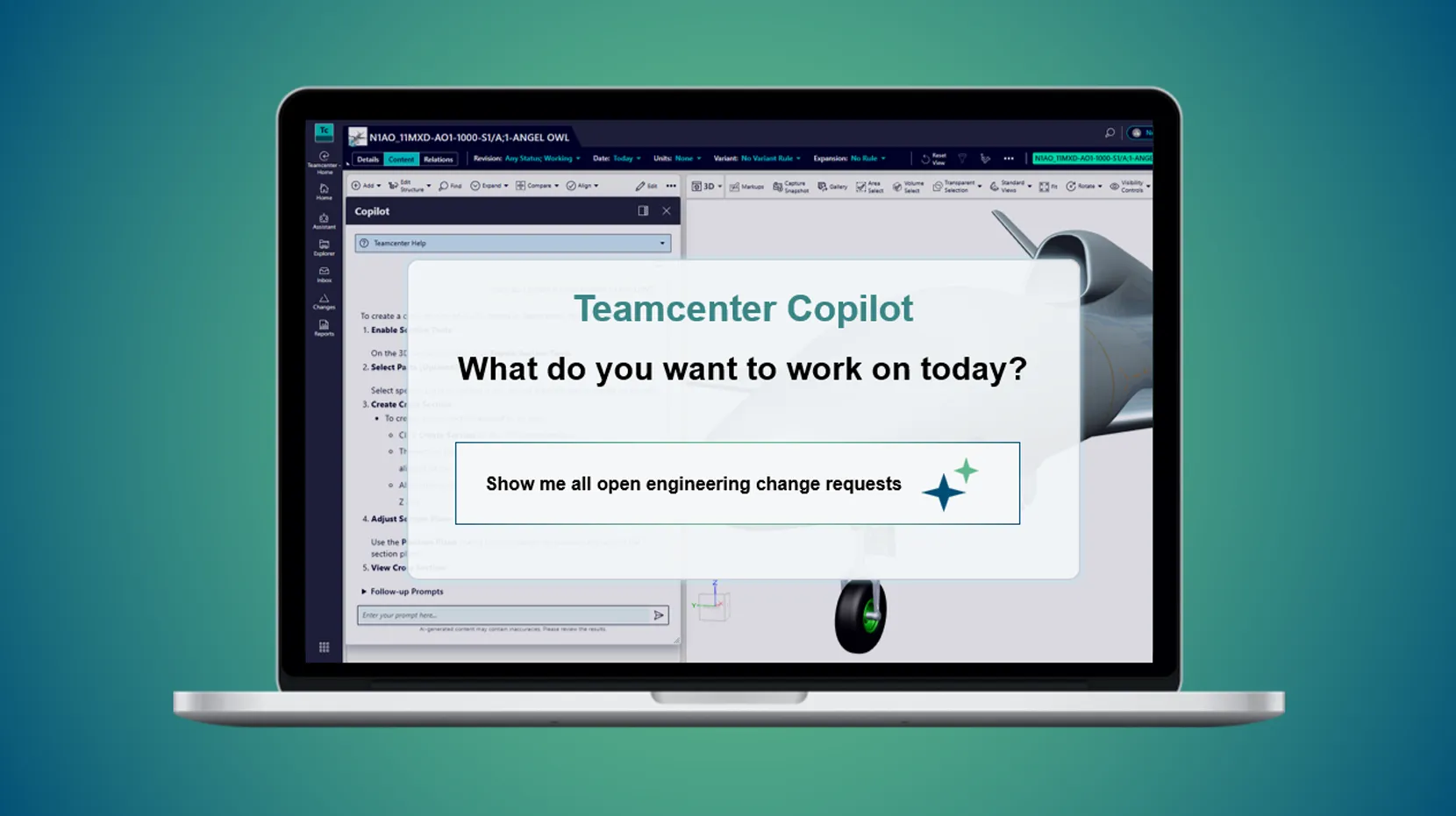 Teamcenter Copilotの対話画面