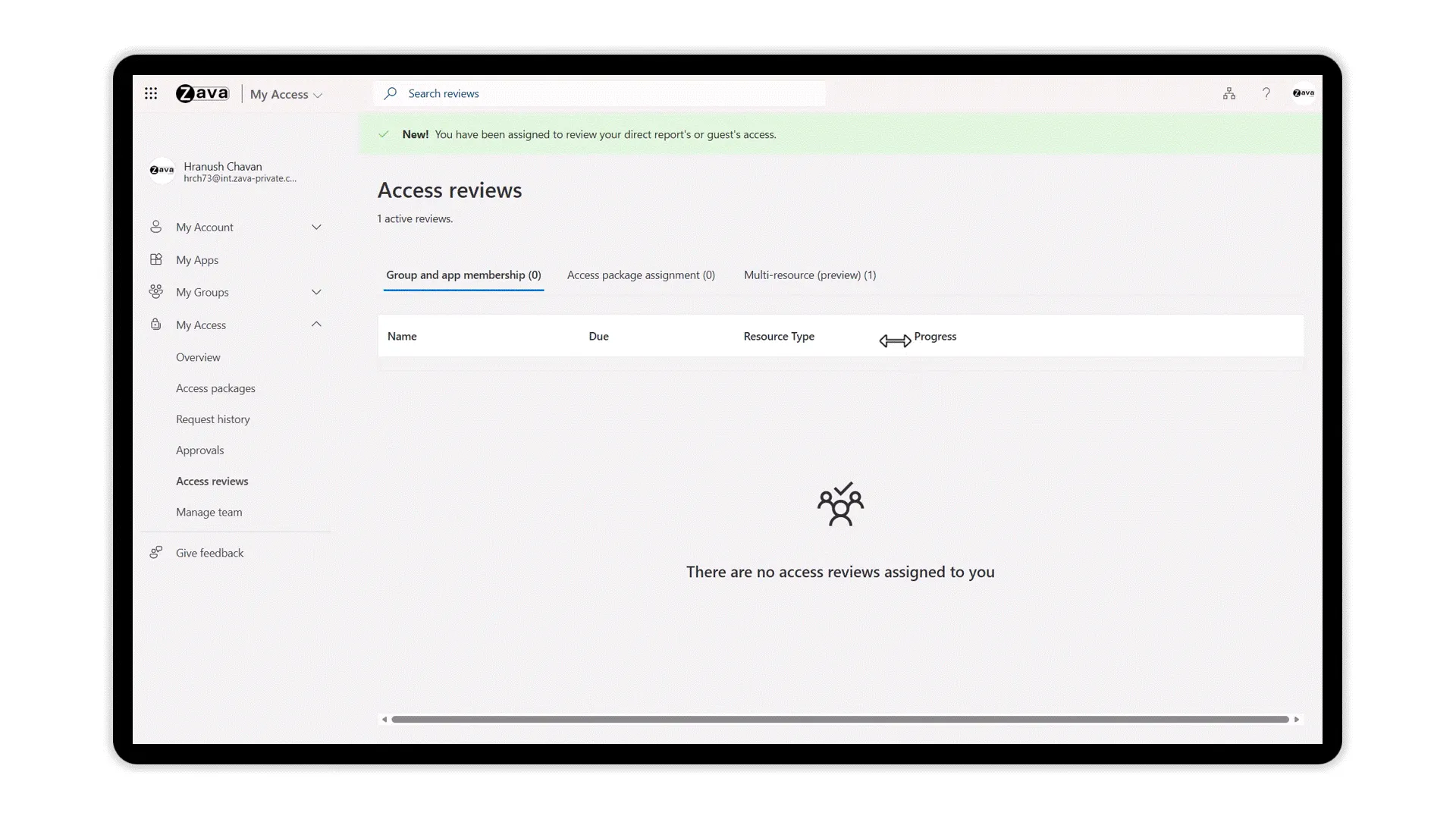 Entra IDのアクセスレビュー画面