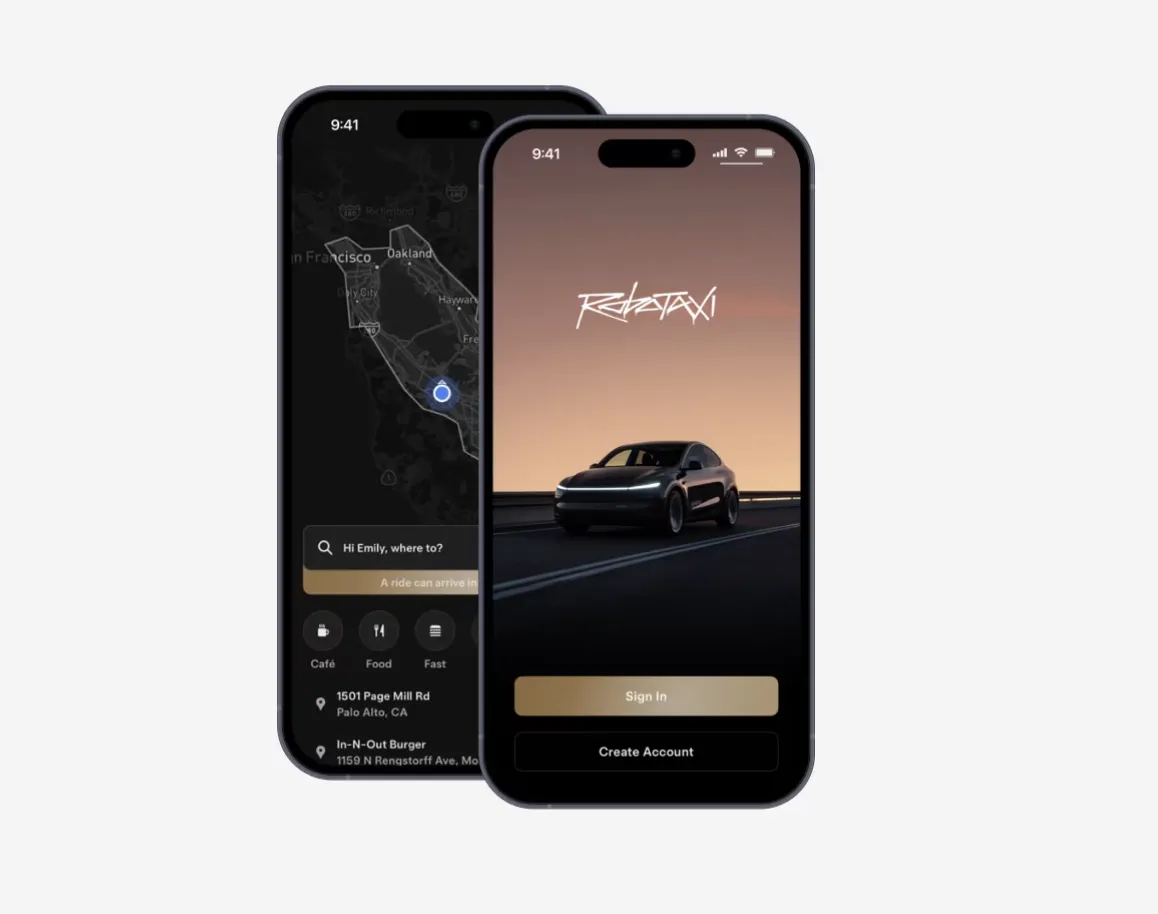 Tesla Robotaxi アプリ画面