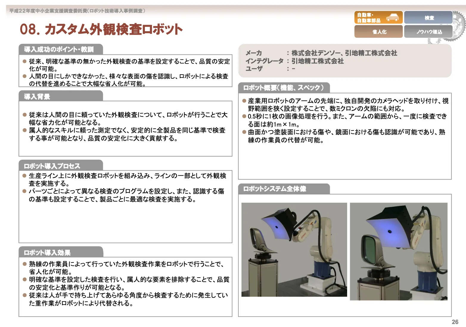 ロボットアームの導入事例