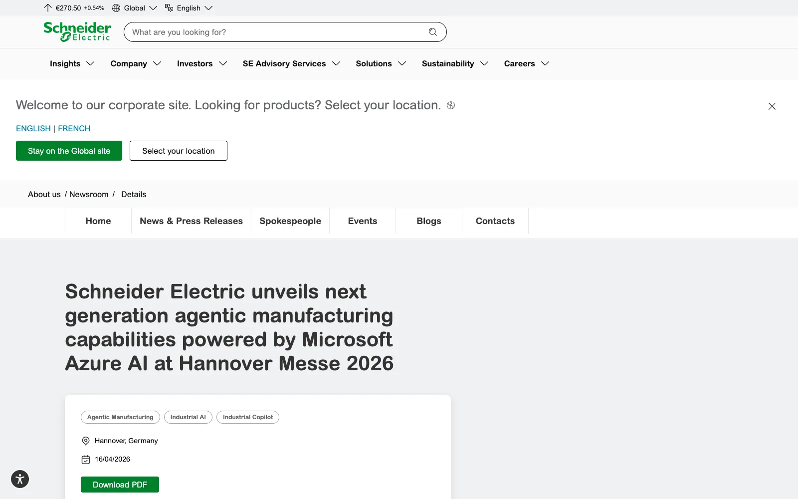 Schneider Electric × Microsoft Agentic Manufacturing Hannover Messe 2026