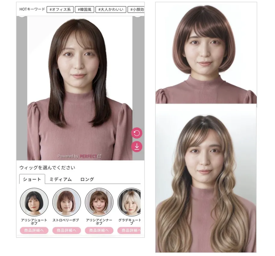 nao-artのウイッグ試着システムのイメージ