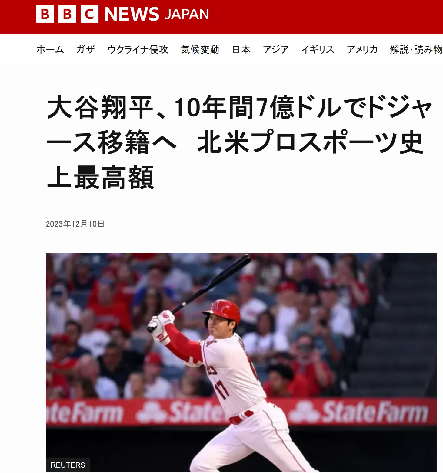 大谷翔平の所属チーム