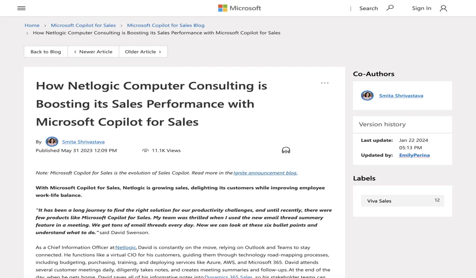 Netlogicの売上急増：Microsoft Copilotのパワーを活用してパフォーマンスとワークライフバランスを強化の紹介画像