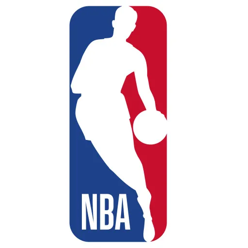 NBAのロゴにバスケットボール選手のシルエット