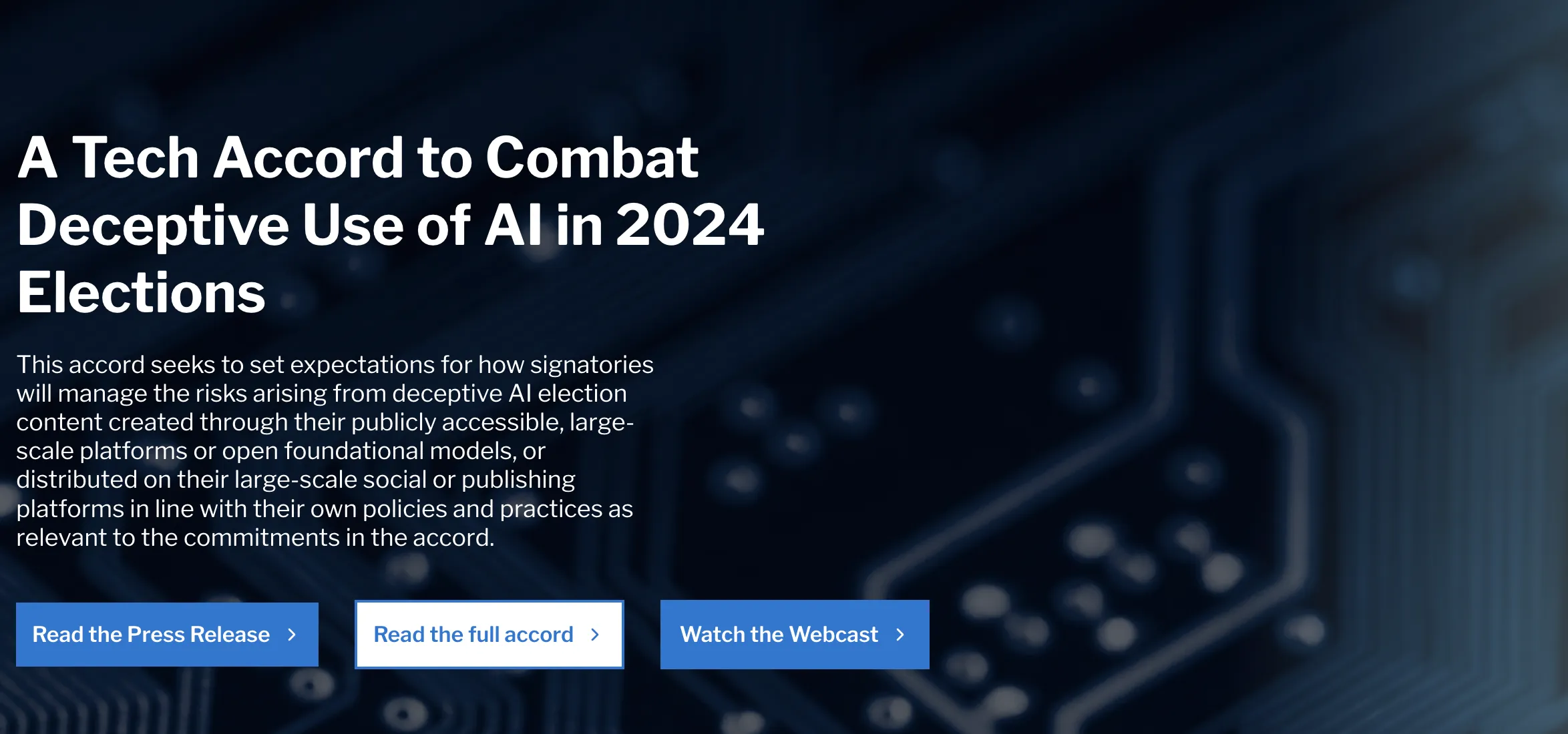 2024 年の選挙で AI の欺瞞的使用に対抗するための Tech Accord) 