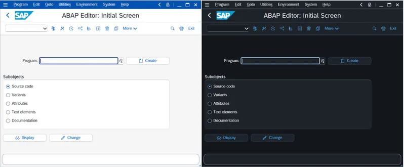 SAP GUI Horizon テーマ Light Dark 比較