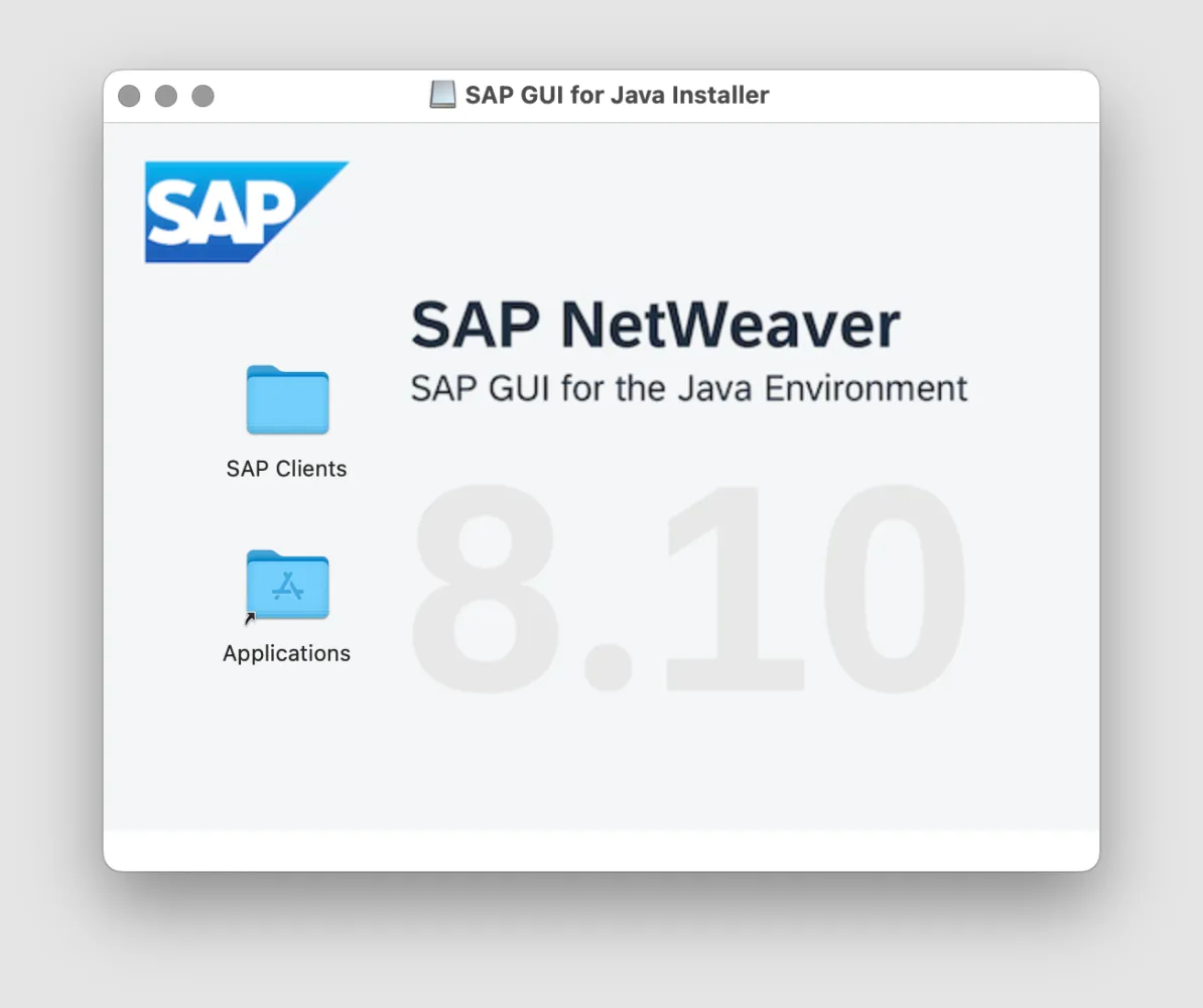 SAP GUI for Java 8.10 macOS インストーラ