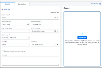 領収書アップロード