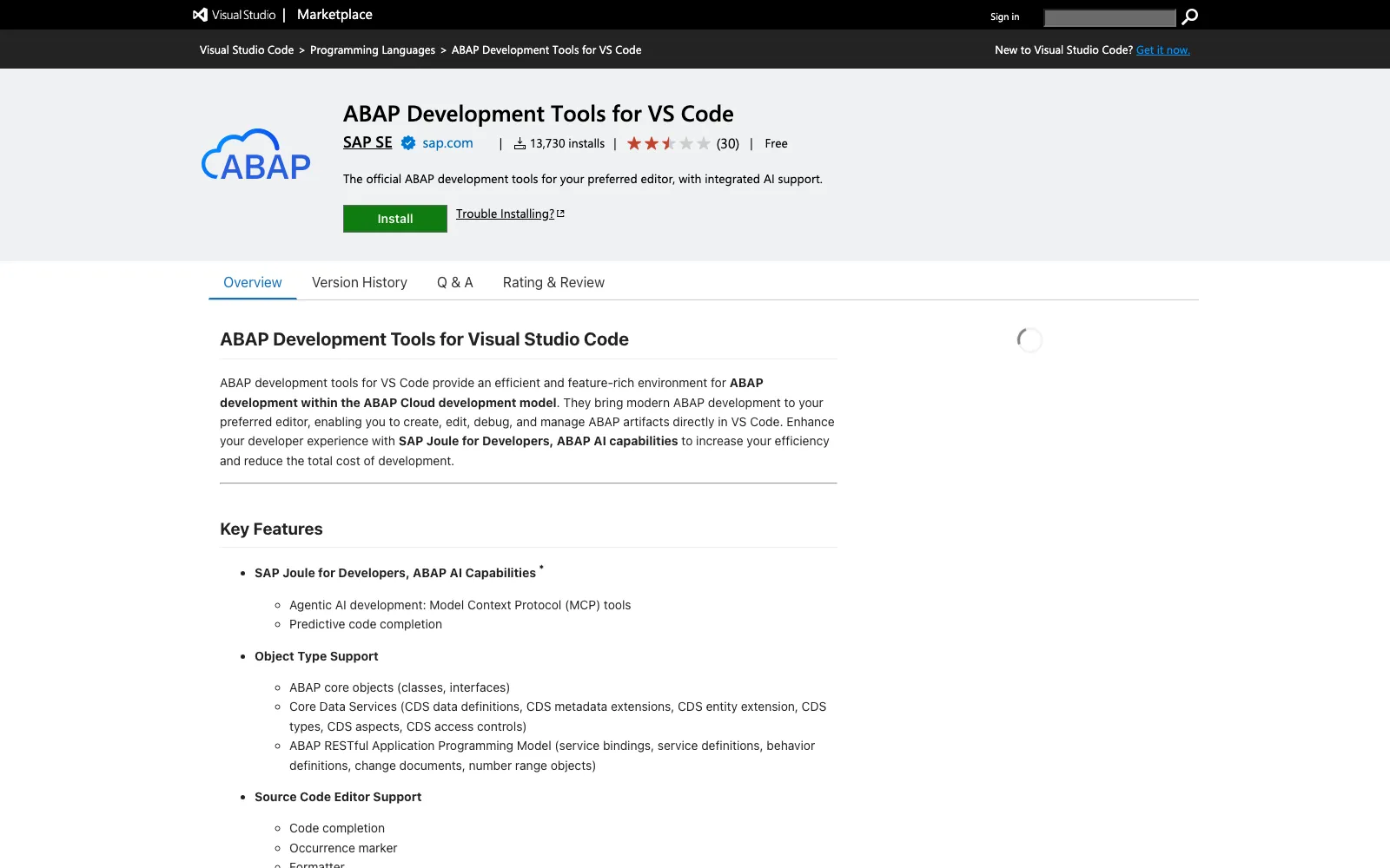 ADT for VS Code 拡張機能ページ