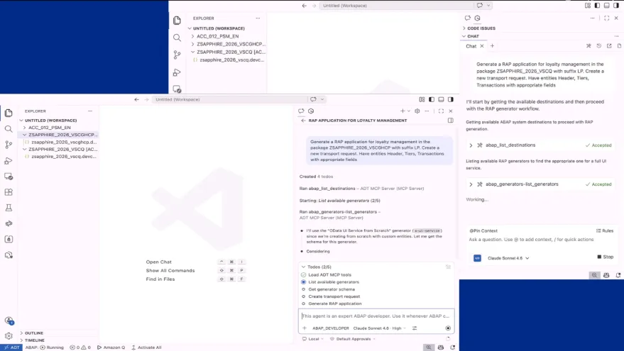 Claude Sonnet 4.6 と ABAP MCP Server でRAPアプリを生成する実画面