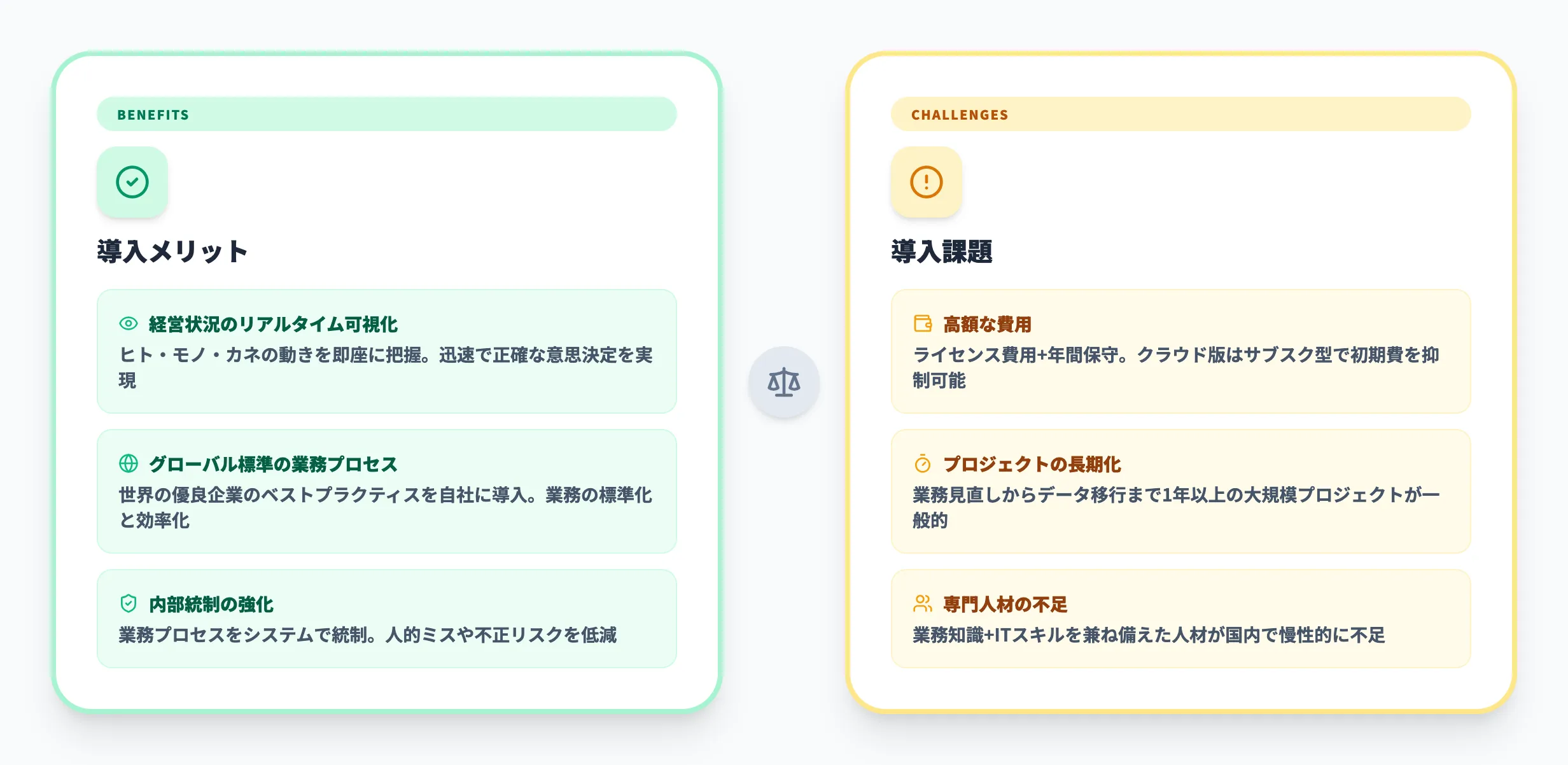 SAP導入のメリットと課題